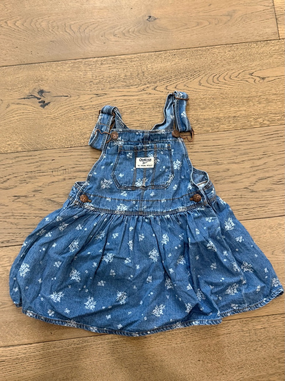 OshKosh B’gosh Floral Denim Overall Jumper Dress – 3T